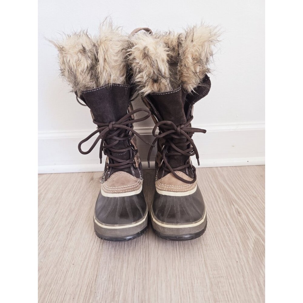 Sorel Joan Of Arctic Waterproof  Snow Winter Boots 9 Brown Faux Fur Leather - Picture 7 of 11